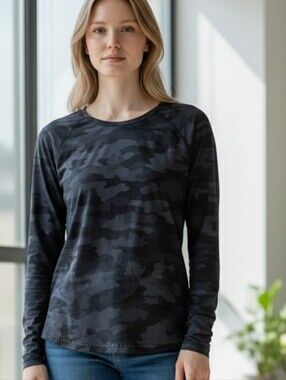 Lululemon Athletica Black Camouflage Top Size 8